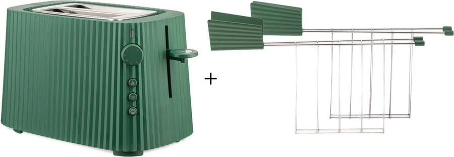 Alessi Broodrooster Plissé + Tostiklemmen Plissé Groen Michele de Lucchi