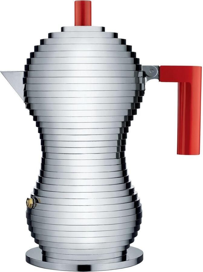 Alessi Percolator Pulcina MDL02 3 R Rood 3 kops door Michele De Lucchi