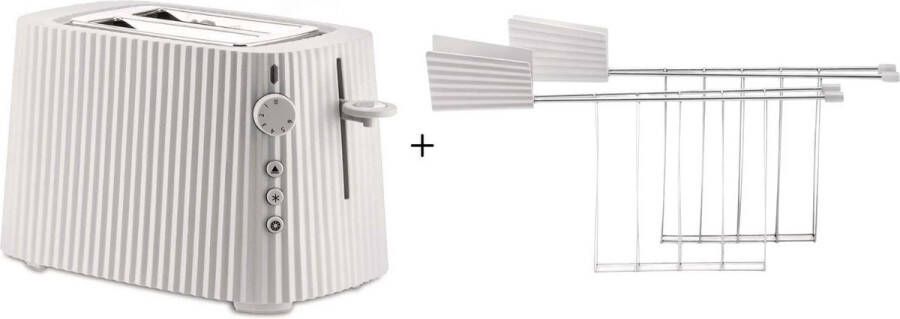 Alessi Broodrooster Plissé + Tostiklemmen Plissé Wit Michele de Lucchi