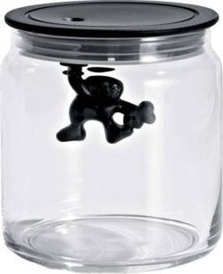 Alessi Voorraadpot Gianni A Little Man Holding On Tight AMDR04 B Zwart 700 ml door Mattia Di Rosa