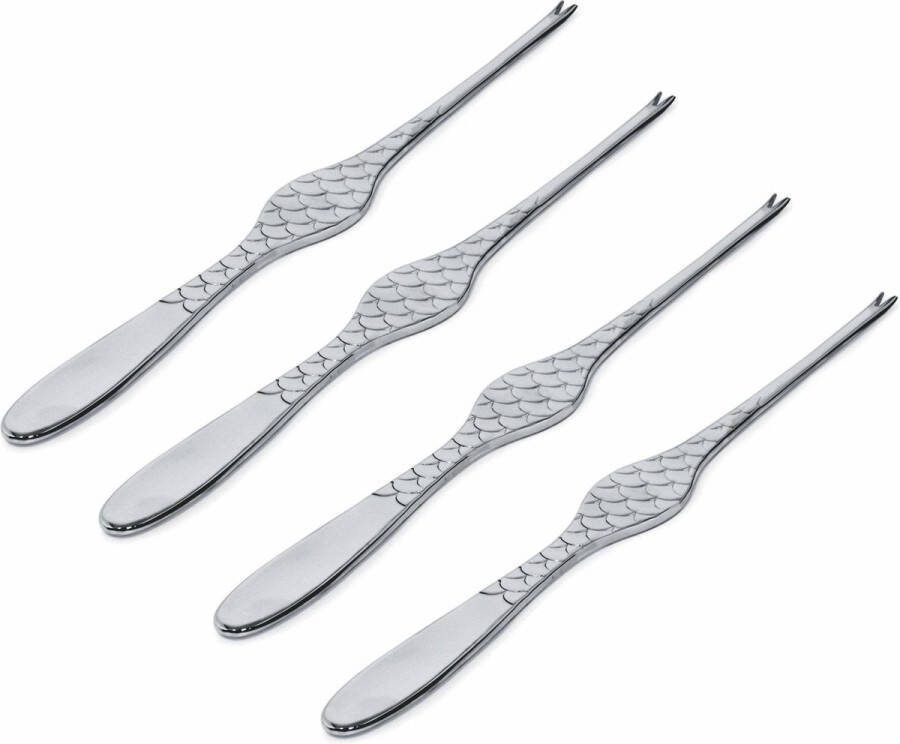Alessi Kreeftenvork Colombina Fish FM23 34S4 4 Stuks door Doriana & Massimiliano Fuksas