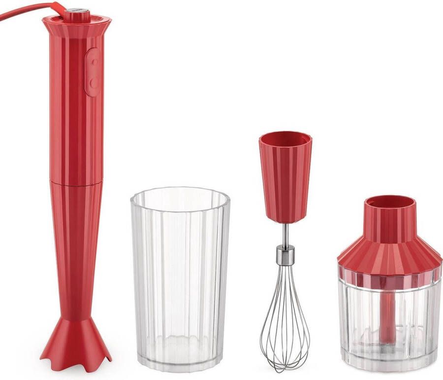 Alessi Staafmixer Plissé complete set rood Michele de Lucchi MDL10SR