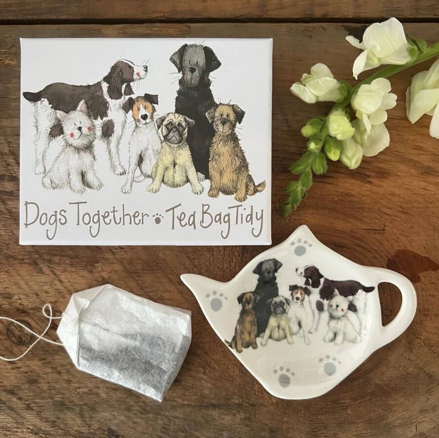 Alex Clark Art Alex Clark Tea Bag Dogs Together ~ Theezakje schotel Honden