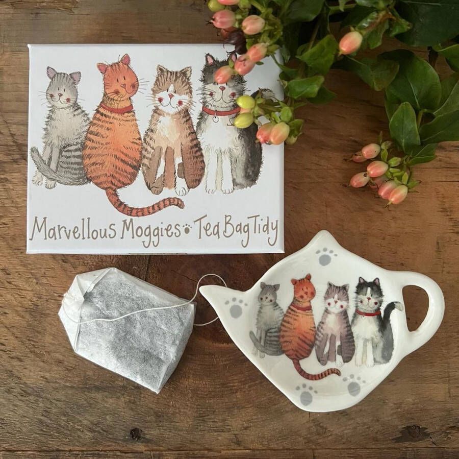 Alex Clark Art Alex Clark Tea Bag Marvellous Moggies ~ Theezakje schotel Katten