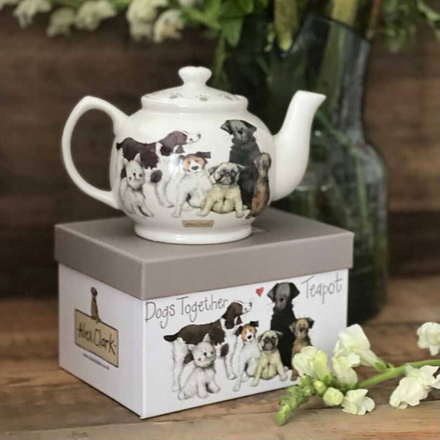 Alex Clark Art Alex Clark Teapot Dogs Together ~ Theepot Honden