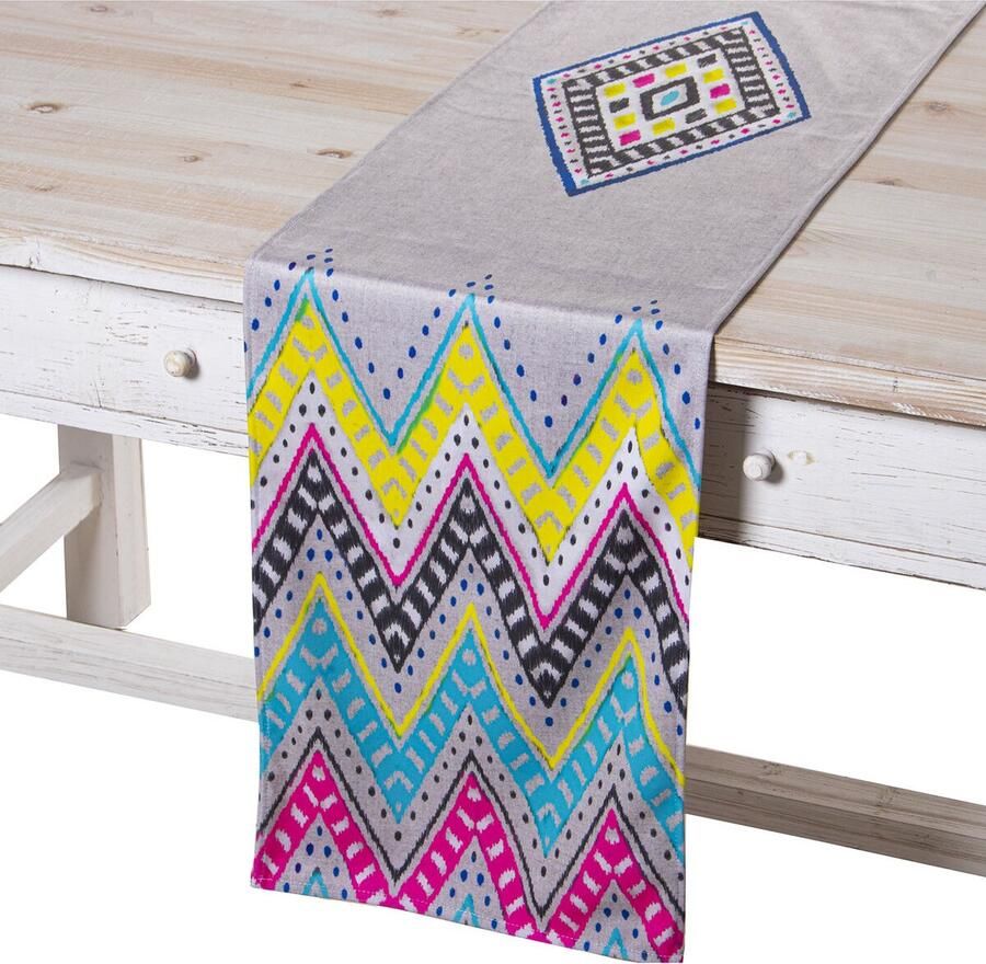 Alexandra House Living Tafelloper Multicolour Textiel 180 x 30 cm Fluweel