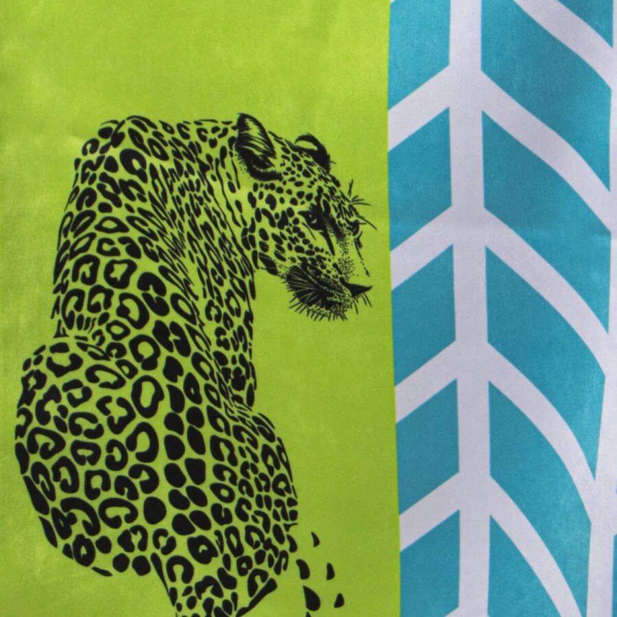 Alexandra House Living Tafelloper Blauw Groen Textiel 180 x 30 cm Fluweel Cheeta