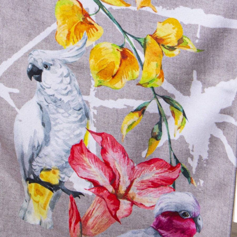 Alexandra House Living Tafelloper Grijs Textiel 180 x 30 cm Fluweel Gebloemd Vogel