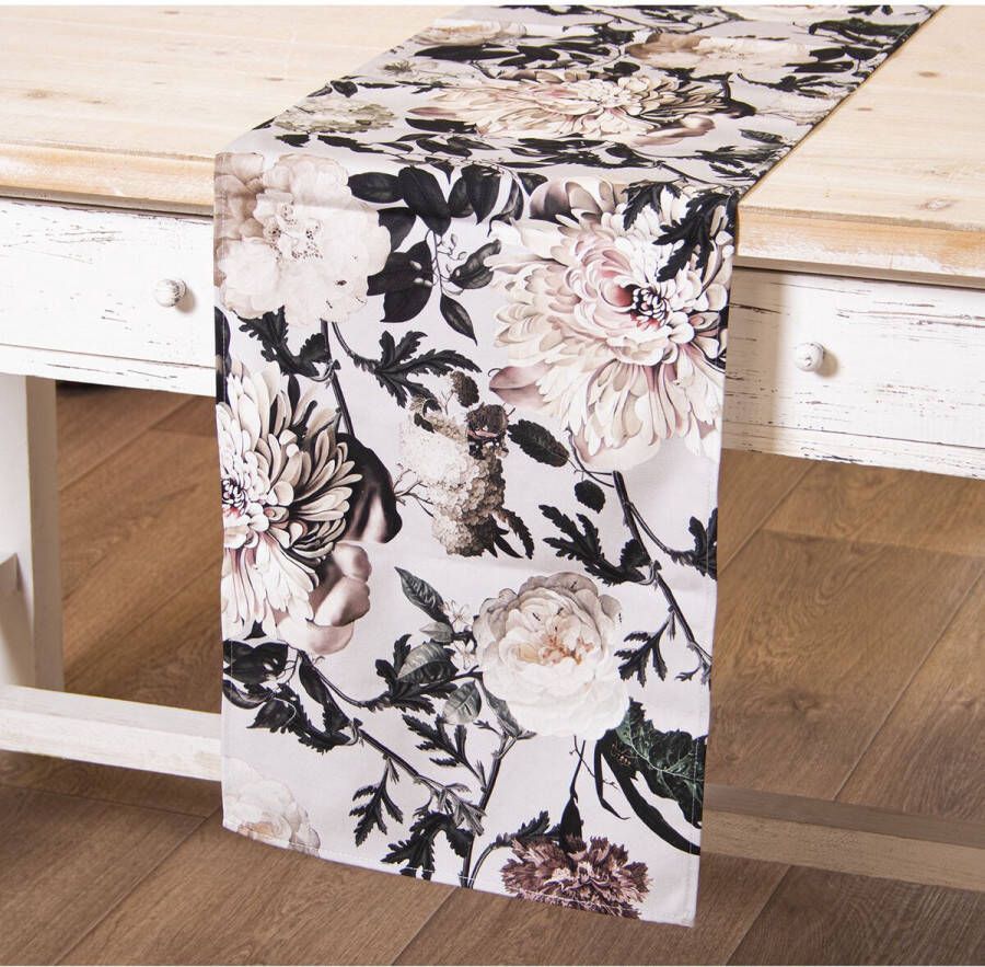 Alexandra House Living Tafelloper Grijs Textiel 33 x 180 cm Katoen Gebloemd