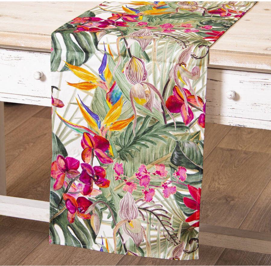 Alexandra House Living Tafelloper Multicolour Textiel 33 x 180 cm Katoen Gebloemd