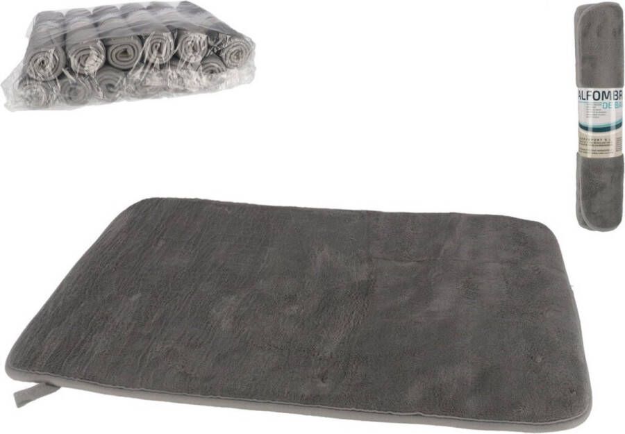 Gerim Sneldrogende badmat met anit slip grijs 40 x 60 cm rechthoekig Matten voor de badkamer