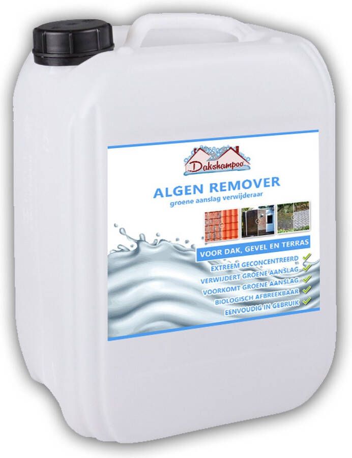 Algen Remover : DAKSHAMPOO 10 liter Reinigingsmiddel voor o.a. dakpannen gevels en terrassen. Geen hogedrukreiniger of hogedrukreiniging vereist. Voor een moeiteloze schoonmaak en reiniging van dak gevel en terras