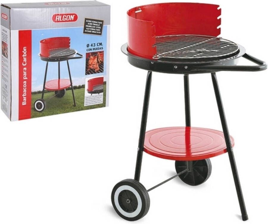 Algon Coal Barbecue With Wheels Black Red (o 43 Cm)