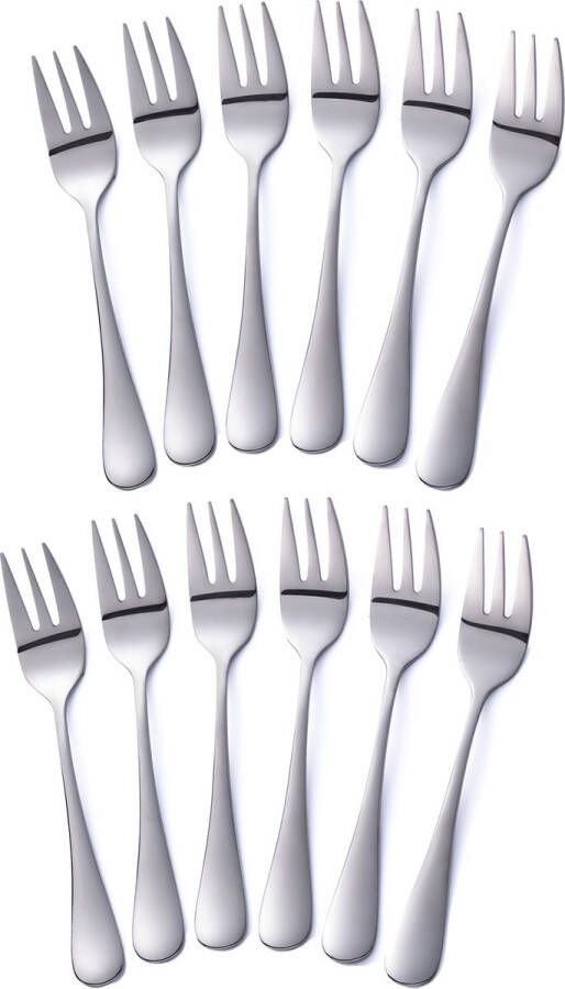 Alheco 12 gebaksvorkjes RVS Kleine vorkjes set Zilver