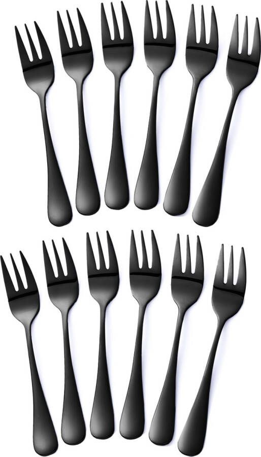 Alheco 12 gebaksvorkjes RVS Kleine vorkjes set Zwart