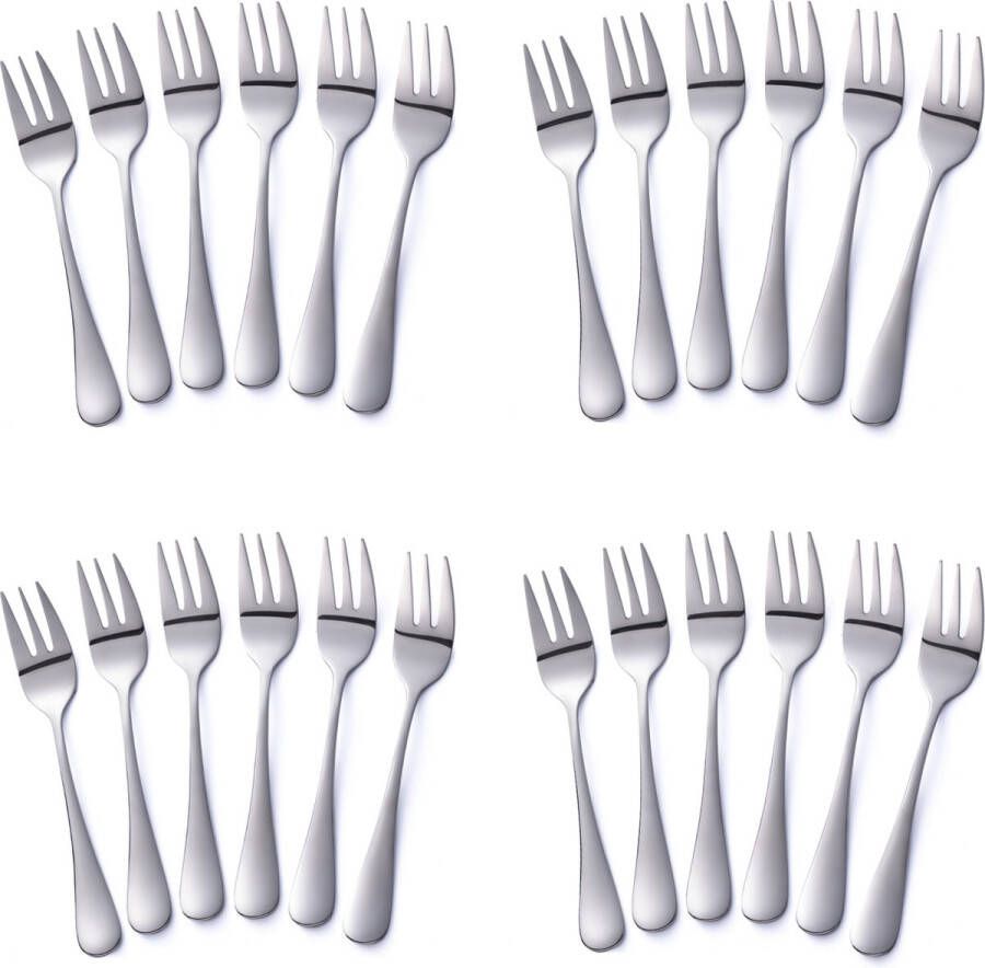 Alheco 24 gebaksvorkjes RVS Kleine vorkjes set Zilver