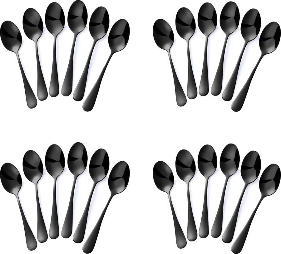 Alheco 24 ovale koffielepels 13.8cm RVS koffielepeltjes Zwart