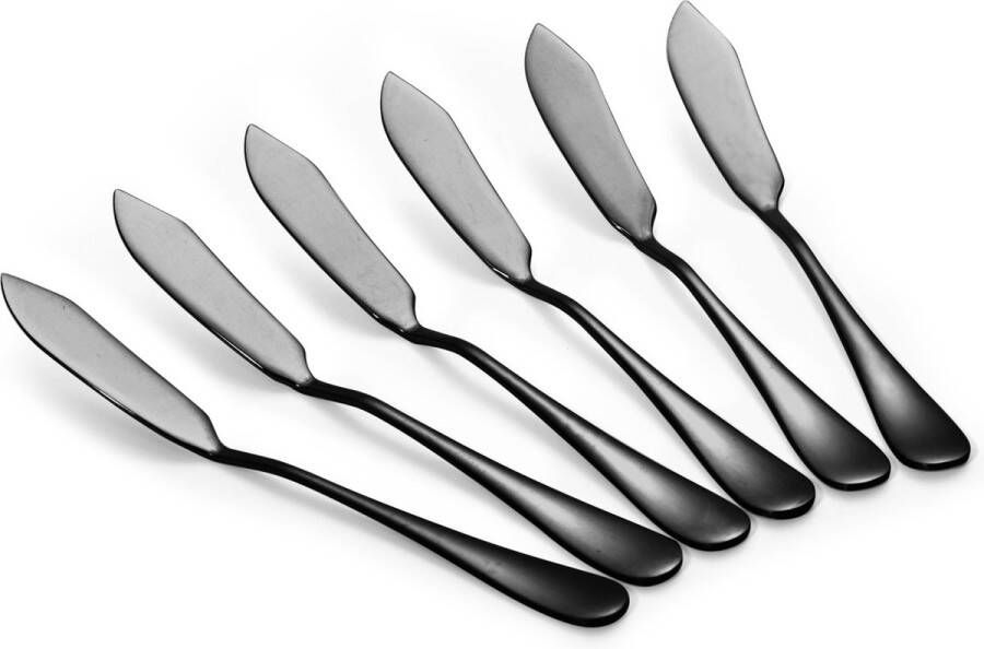 Alheco 6 botermesjes Smeermessen Kleine tapas mesjes RVS Zwart