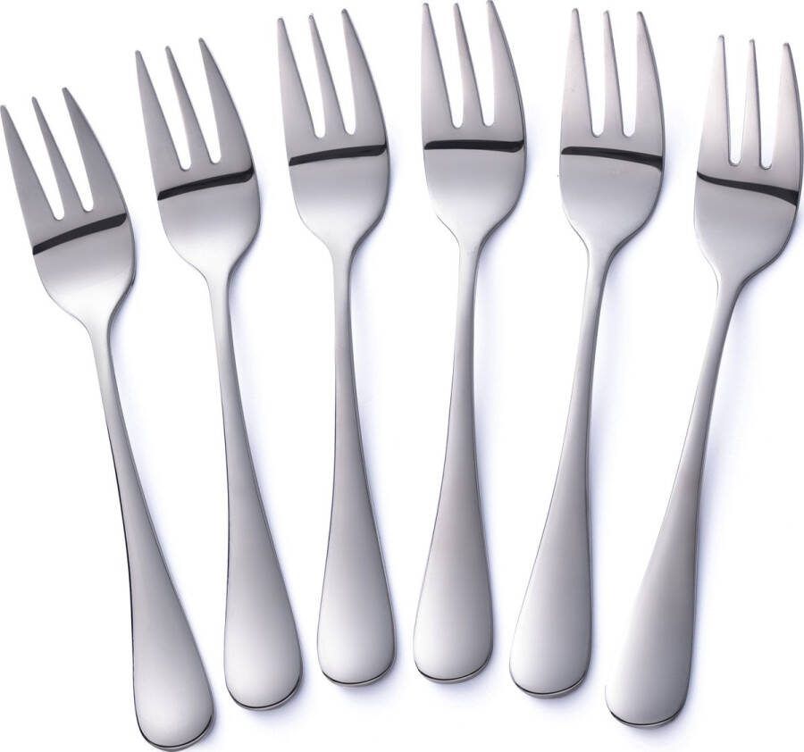 Alheco 6 gebaksvorkjes RVS Kleine vorkjes set Zilver