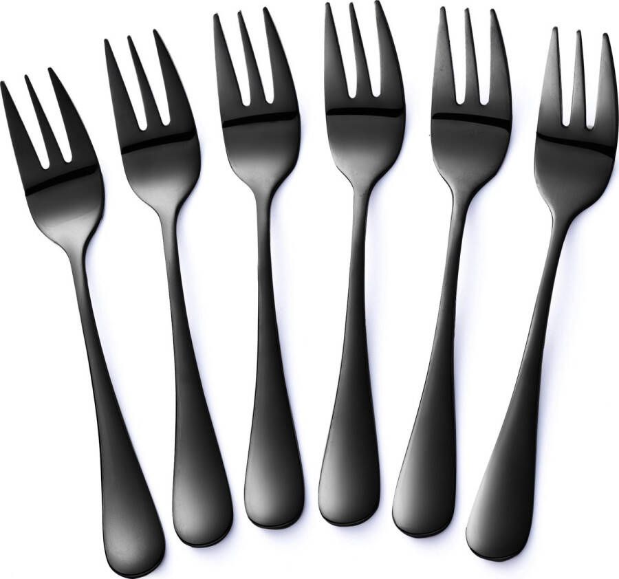 Alheco 6 gebaksvorkjes RVS Kleine vorkjes set Zwart