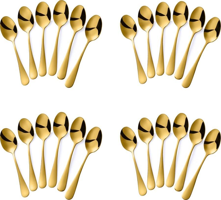 Alheco 24 ovale koffielepels 13.8cm RVS koffielepeltjes Goud