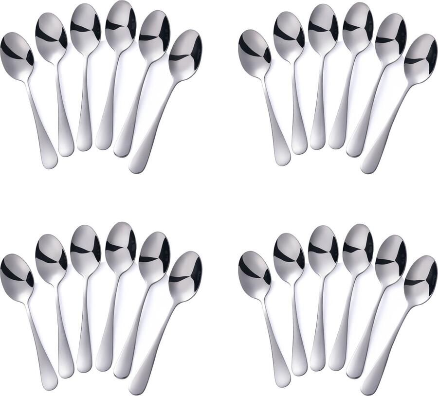 Alheco 24 ovale koffielepels 13.8cm RVS koffielepeltjes Zilver
