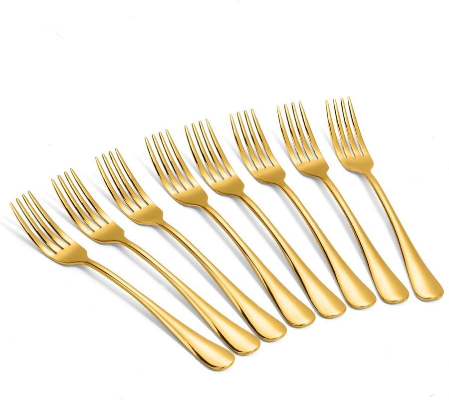 Alheco set van 8 tafelvorken RVS vorken 20.3cm Goud