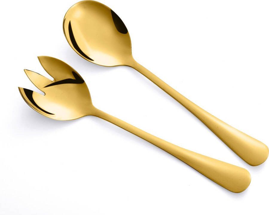 Alheco klein slabestek Voor 2 3 persoons saladekommen 2-delig saladebestek Goud