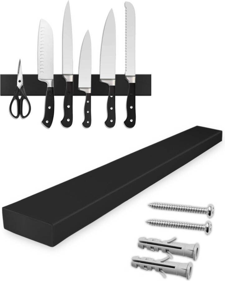 Alheco Messenmagneet Met siliconen beschermlaag voor messen Inclusief schroeven en pluggen Magneetstrip RVS Zilver 35 5cm