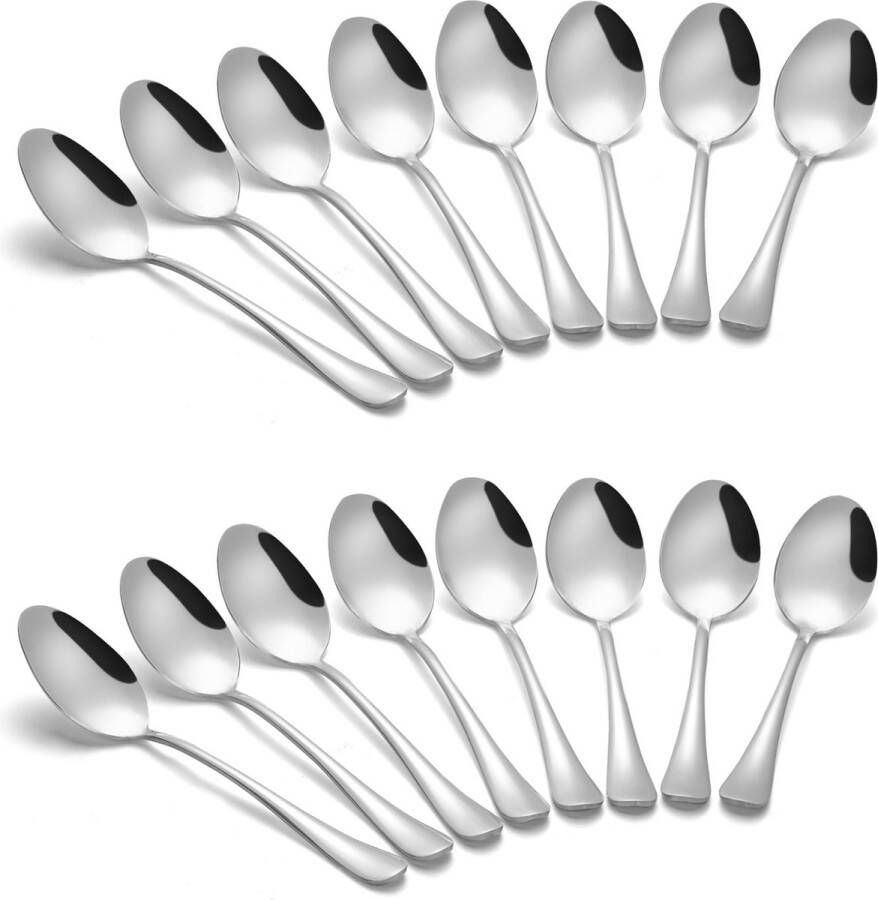 Alheco set van 16 tafellepels RVS lepels Soeplepels 20.3cm Zilver