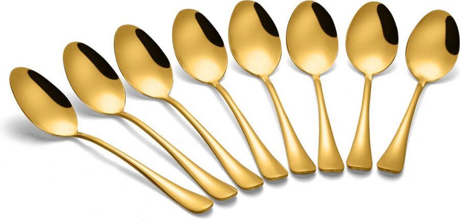 Alheco set van 8 tafellepels RVS lepels Soeplepels 20.3cm Goud
