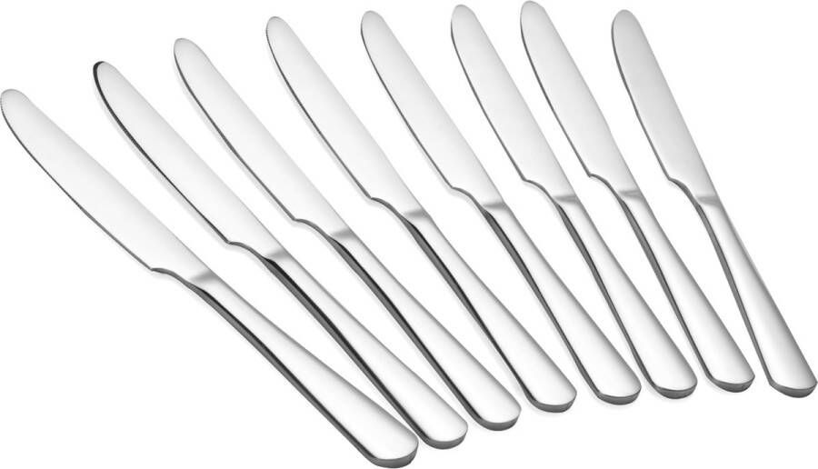 Alheco set van 8 tafelmessen Messen RVS 23cm Zilver