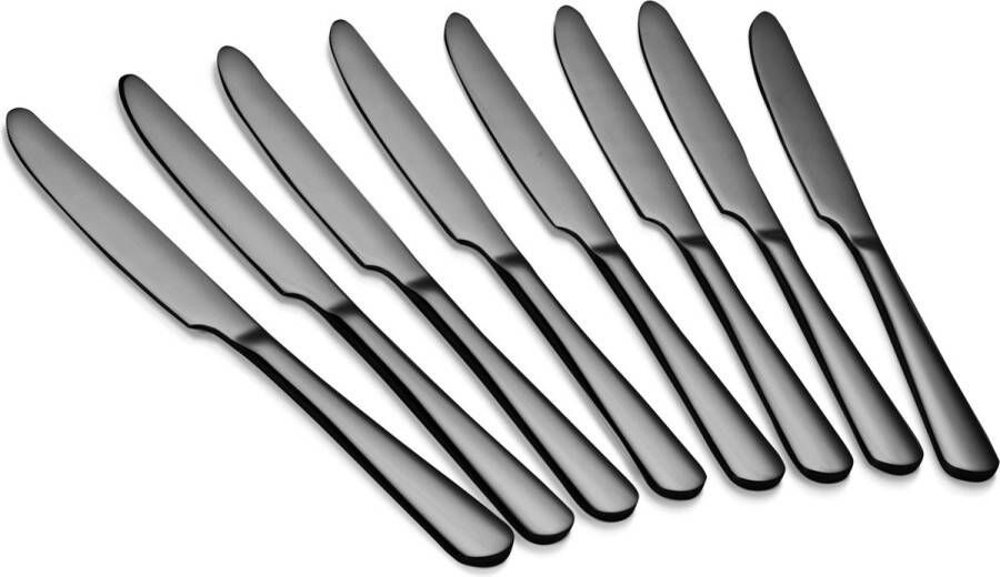 Alheco set van 8 tafelmessen Messen RVS 23cm Zwart