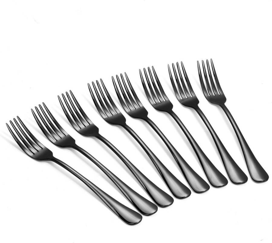 Alheco set van 8 tafelvorken RVS vorken 20.3cm Zwart