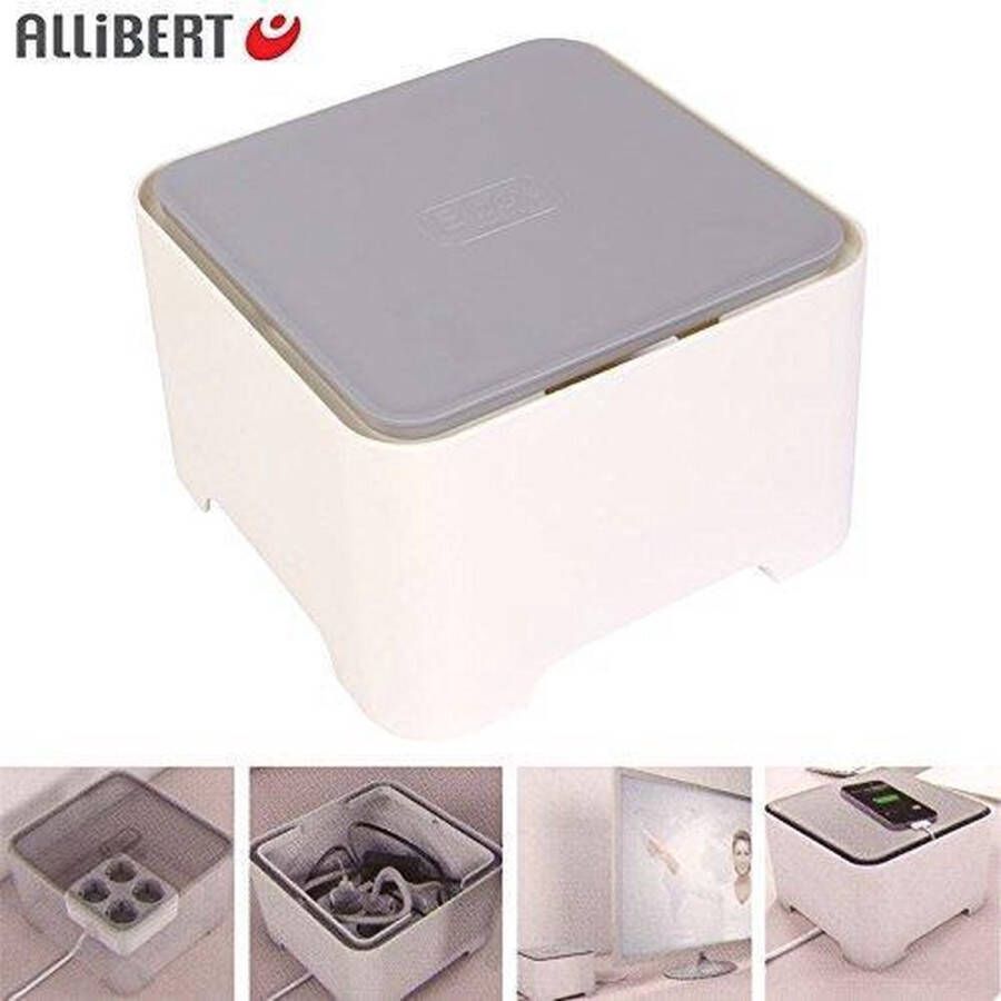 Alibert Allibert kabelbox kabedoos opbergbox 'E Box Vierkant' wit grijs