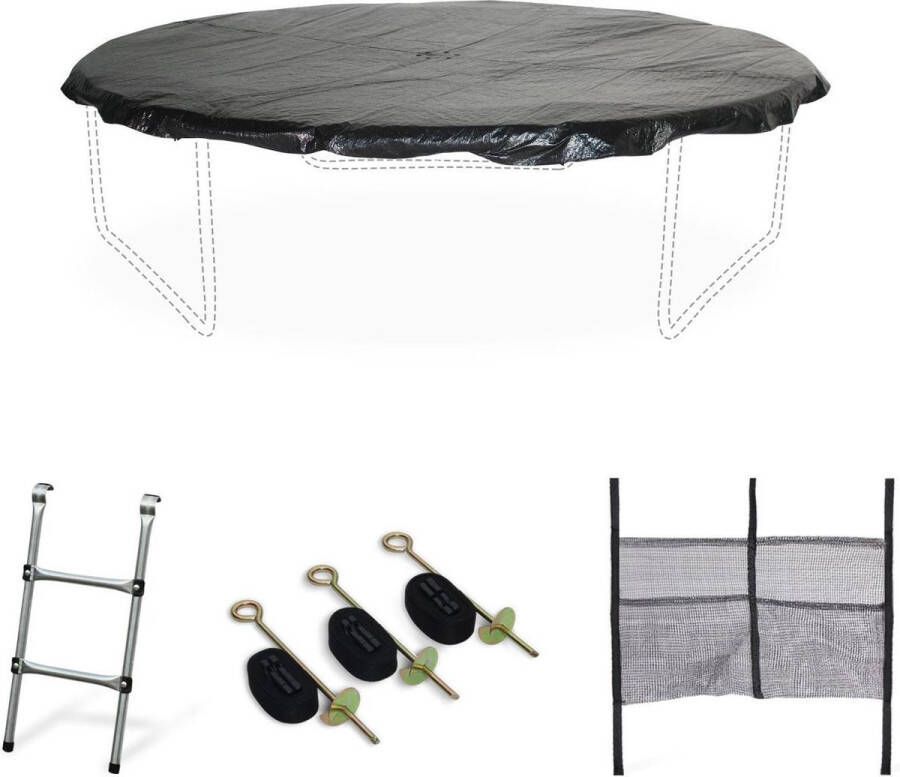 Alice's Garden Accessoire set voor trampoline Ø250cm met ladder beschermhoes opbergnet voor schoenen en verankeringskit Accessoire set voor trampoline
