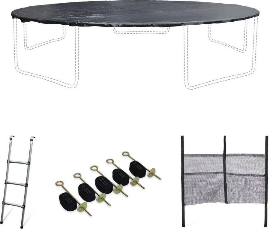Alice's Garden Accessoire set voor trampoline Ø460cm met ladder beschermhoes opbergnet voor schoenen en verankeringskit Accessoire set voor trampoline