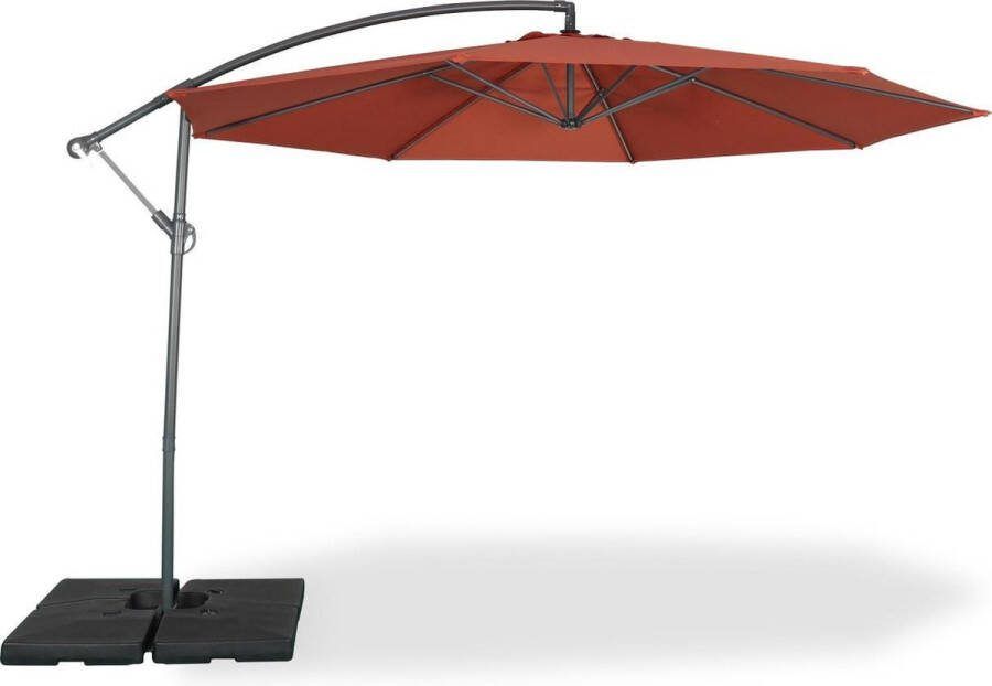 Alice's Garden Hardelot ronde polyester zweefparasol Ø350cm terracotta