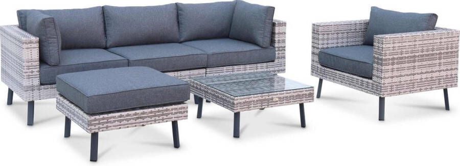 Alice's Garden Loungeset Alba 5 plaatsen Wicker Gemixt grijs Donkergrijs