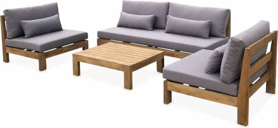 Alice's Garden Loungeset BAHIA XXL 5 tot 7 plaatsen Geborsteld hout Comfortabel Antraciet