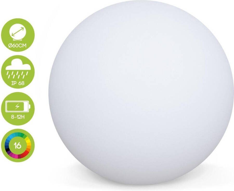 Alice's Garden Multicolor LED Bol tuinlamp ø60cm voor de tuin draadloos oplaadbaar