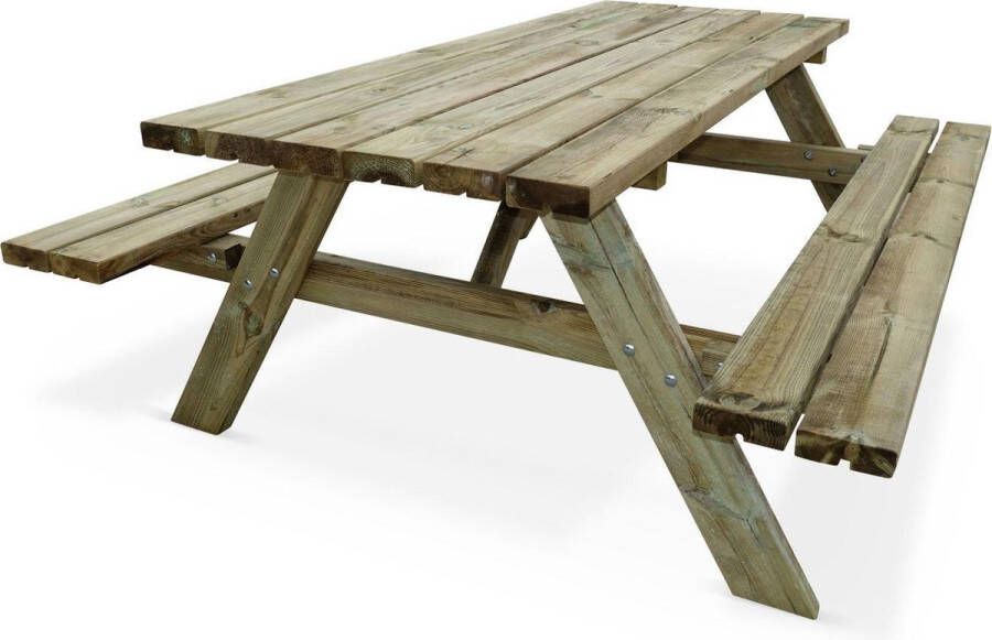 Alice's Garden Picknicktafel van hout 180 cm met opklapbare houten banken 6 plaatsen PANCHINA Robuuste grenen tuintafel FSC gecertificeerd