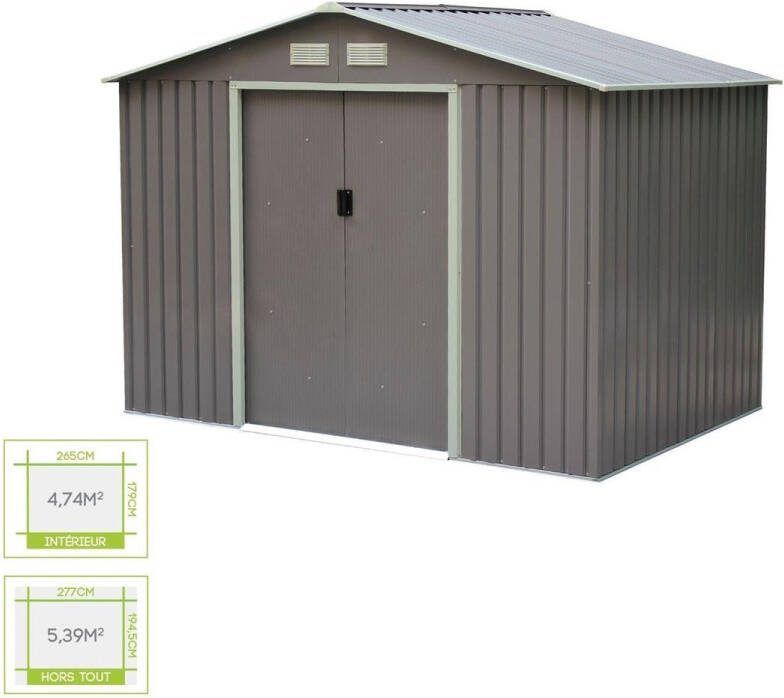Alice's Garden Tuinhuisje van metaal 5 39m² antraciet twee grote schuifdeuren