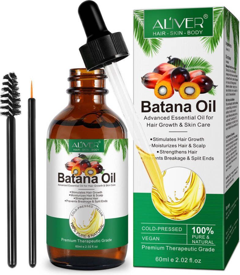 ALIVER 100% Batana Oil 60ML – Alternatief Minoxidil 5% Olie Haargroei – Hoofdhuid – Haarserum Haaruitval