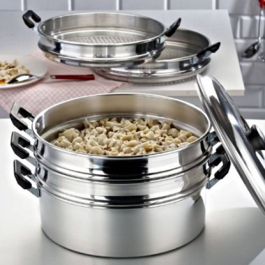Alkoy Steam pot Food steamer pan 6-piece 34cm Aluminum