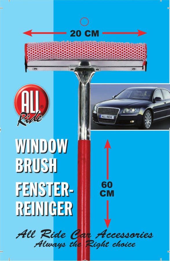 All Ride Raamtrekker wisser met houten handvat rood 60 x 20 cm kunststof hout Autoruiten schoonmaken Auto accessoires