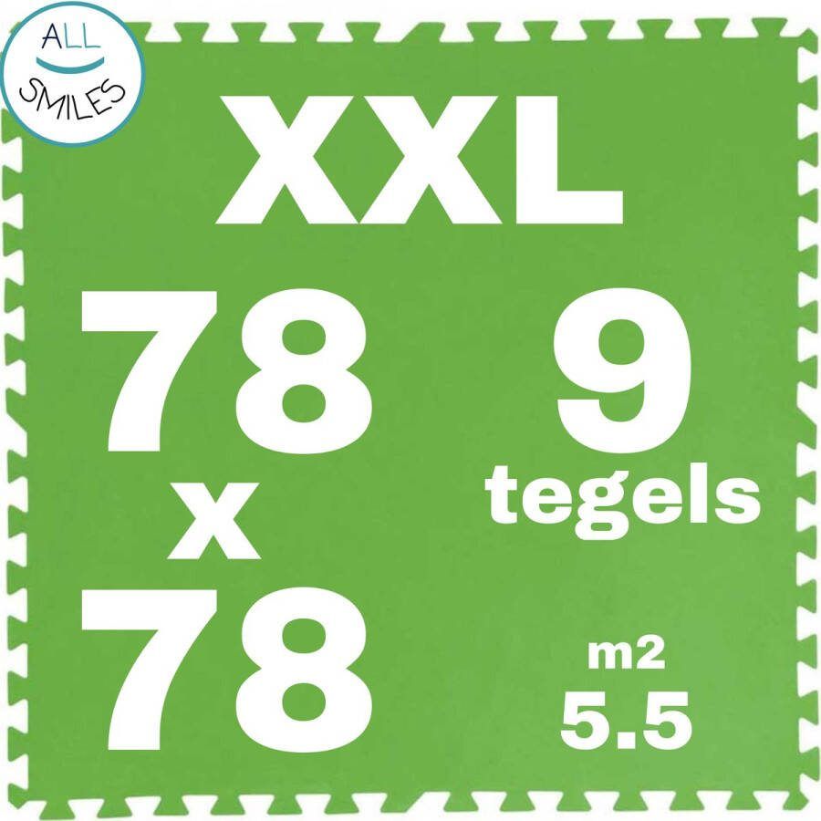 All Smiles Vloertegels XL 9 stuks 78x78 cm Groen 5.5 meter m2 Zwembad Ondervloer Camping Tentvloer Jacuzzi