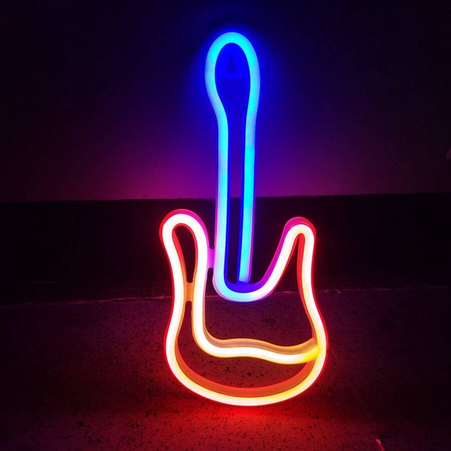 All4Better Gitaarvorm Neon Lamp USB of Batterijen Neon Verlichting Neon Led Lamp Neon Wandlamp GamingHuis Wanddecoratie Licht
