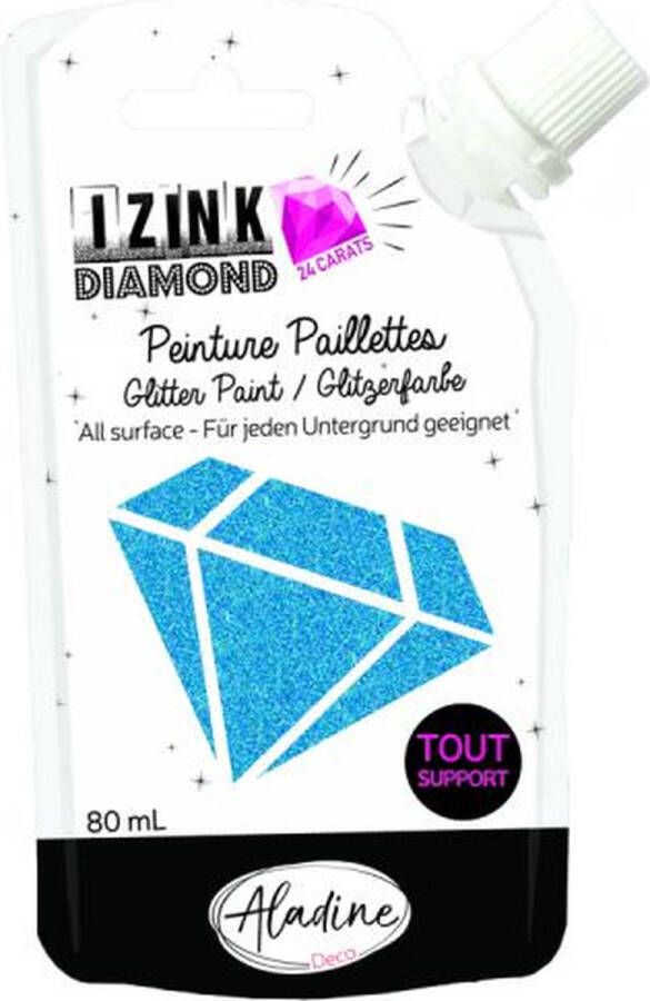 Alladine IZINK Diamond glitterverf pasta 24 karaat- 80 ml blauw