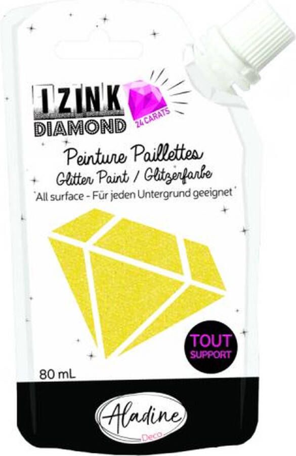 Aladine IZINK Diamond glitterverf pasta 24 karaat- 80 ml geel